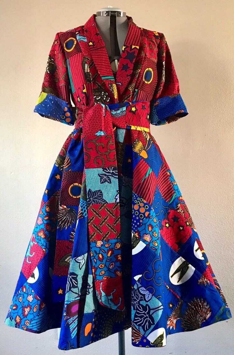 Blue Patchwork African Print 