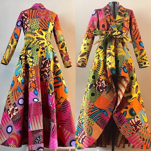 African Print Genuine Patchwork Maxi Dress With Pockets, 3/4 Sleeves and  Optional Sash - Etsy