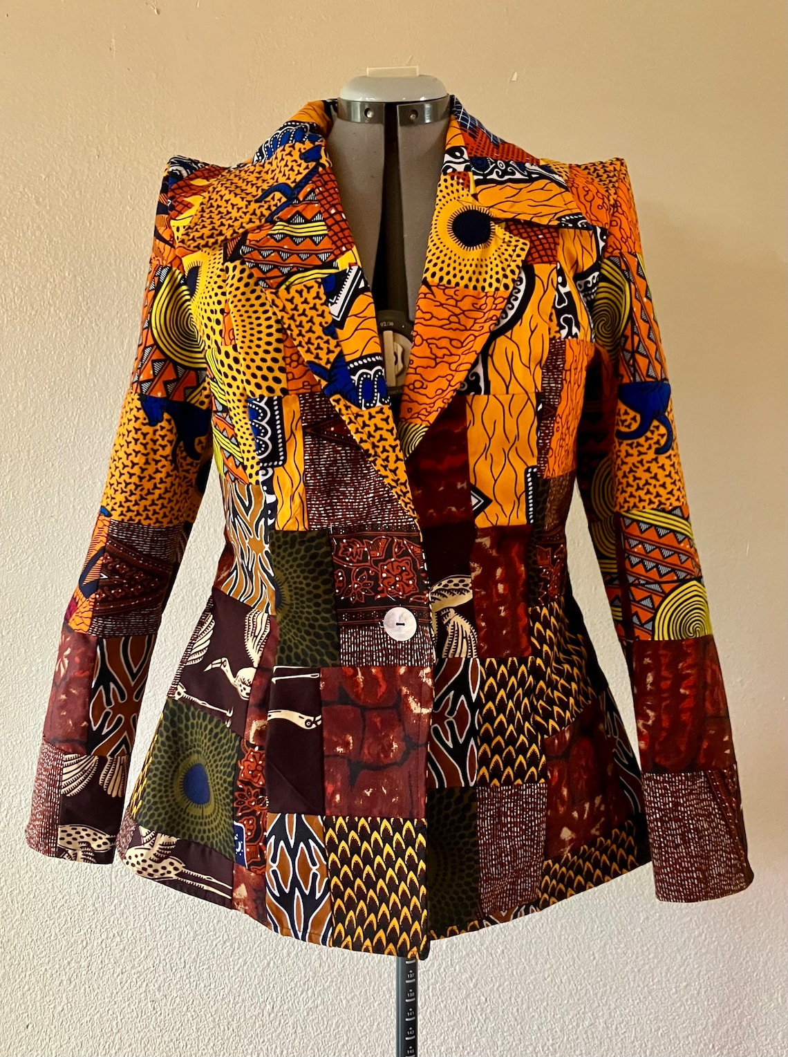 African Print Patchwork Blazer: Handmade Cotton Fitted Jacket - Etsy