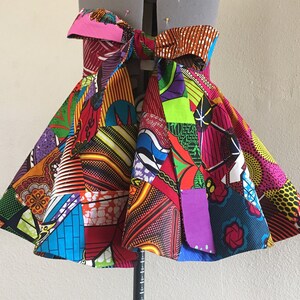 Reversible African Print Patchwork Wrap Peplum Belt Lined Ties in The Back Made Custom to Fit 100% Cotton image 2
