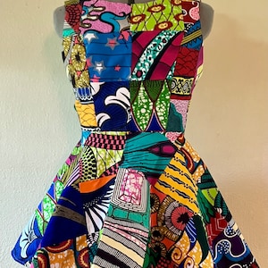 Sleeveless African Print Handmade Patchwork Peplum Shirt 100% Cotton Flatters all Shapes