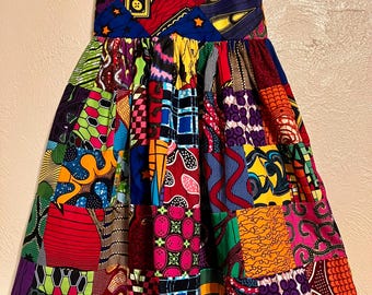 Passendes Kleid mit afrikanischen Print-Töchtern in den Größen 3-8, handgefertigt, mit Taschen und Reißverschlüssen hinten