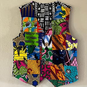 Matchy Matchy Men&#39;s Handmade African Print Patchwork Vest Fully Lined 100% Cotton