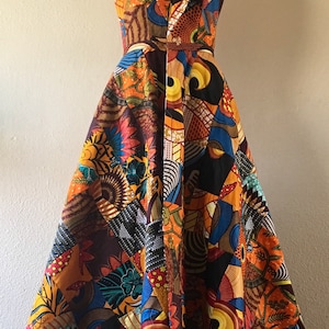 Make a Scene! Reversible African Print Vest Dress in Pumpkin Spice Patchwork and Your Choice of Reverse Print