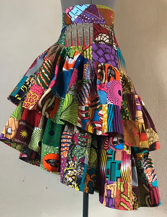 Free Spirit Beautiful Handmade African Patchwork Asymmetrical Tier