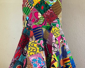 Meerjungfrau-Schnitt Maxi-Länge Afrikanischer Druck handgemachter Patchwork-Bleistiftrock 100% gefütterte Baumwolle Eklektisch und elegant