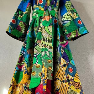 Heaven and Earth African Print HandmadeFloor Length Overcoat Choose Your Patchwork Colors 100% Cotton Handmade Patchwork Statement Piece
