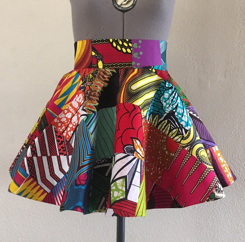 Reversible African Print Patchwork Wrap Peplum Belt Lined Ties in The Back Made Custom to Fit 100% Cotton image 1