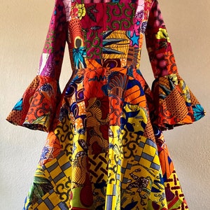 Bouquet African Print Patchwork Coat Dress High Low With Flare - Etsy