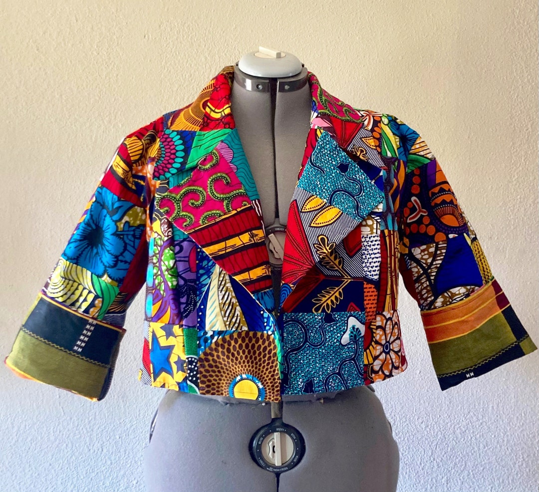 African Print Handmade Patchwork Crop Jacket Fully Lined 100% Cotton - Etsy
