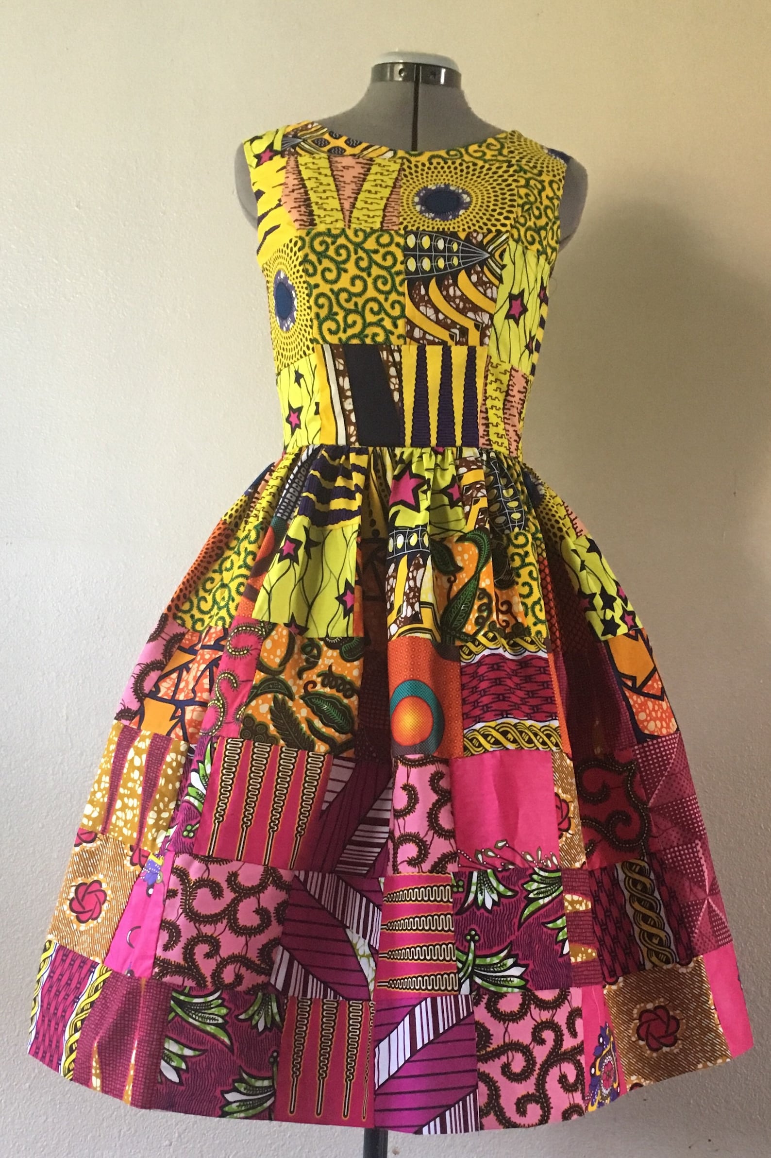Feminine African Print Patchwork Yellow Pink Gradient 100% | Etsy