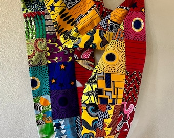 Regenbogen Extra Großer Afrikanischer Druck 100% Baumwolle Infinity Schal Patchwork 8 ft Loop!