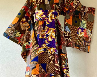 ずっと気になってた Print African Nichibotsu Handmade Sleeve Kimono Patchwork トップス
