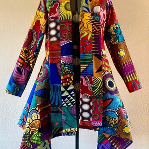 Wow Factor African Print Patchwork Asymmetric Jacket 100% Cotton Lined