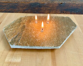 Stone Oil Candle Slate - 3 wick - Rock Candle