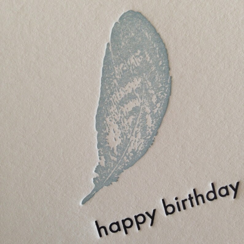 Plume Joyeux Anniversaire Lettrepresse Carte De Voeux Avec Etsy