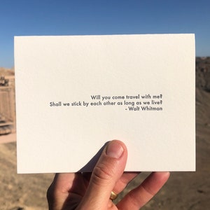 Walt Whitman- Travel (letterpress greeting card with envelope)