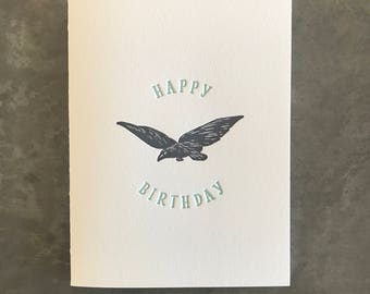 Crow - Birthday  (letterpress greeting card with envelope)