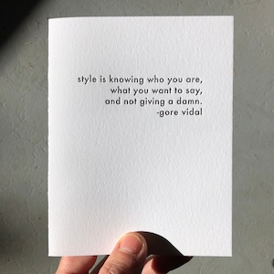 Gore Vidal - Style  (letterpress greeting card with envelope)