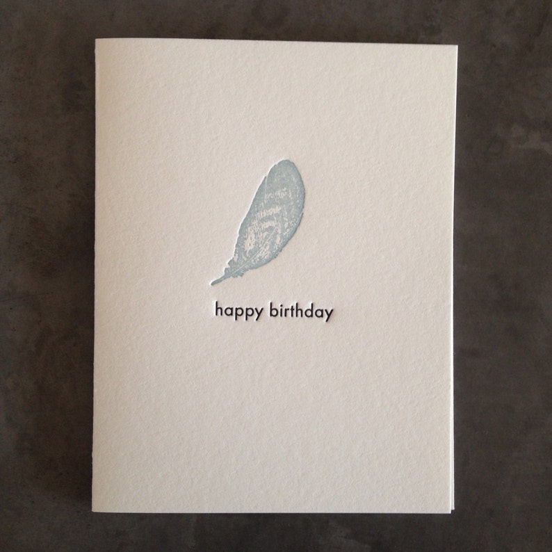 Plume Joyeux Anniversaire Lettrepresse Carte De Voeux Avec Etsy
