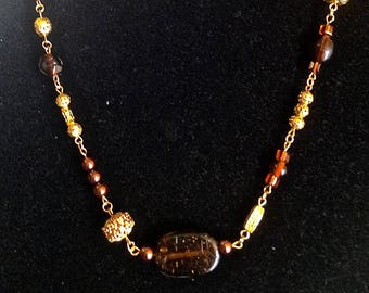 Brown and Gold Necklace and Bracelet Set