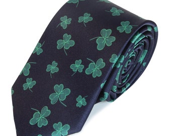 EXTRA LONG St. Patrick's Day Green Clover Shamrocks Neck Tie