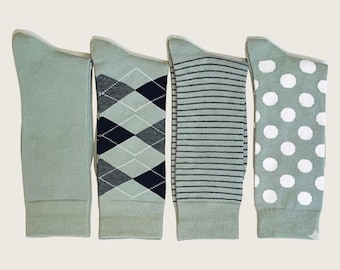 Dusty Sage Green Dress Socks: Cotton Blend Groomsmen Socks