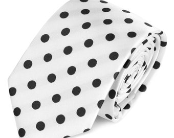 Nero bianco pois cravatta /Polka Dots Tie/Costume cravatta/matrimonio cravatta/Wedding Idea/sposo/Bestmen GROOMSMEN maschile