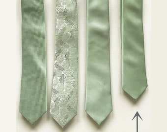 Corbata verde salvia (corbata de salvia polvorienta para adultos/jóvenes y pajarita para niños)