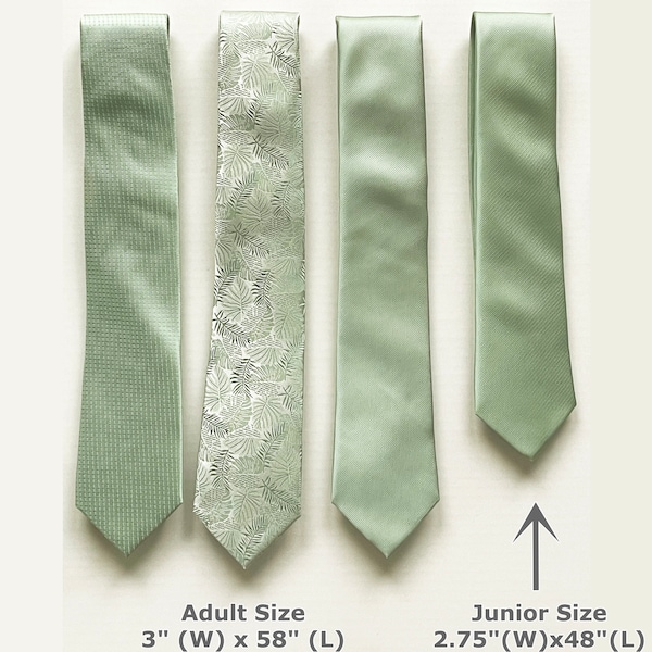 Salbeigrüne Krawatte (Erwachsene/Junior Dusty Sage Krawatte & Kinderfliege)
