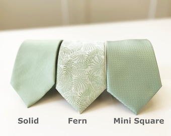Sage Green Polyester Tie: Adult, Junior & Kids Bow Tie - Handmade