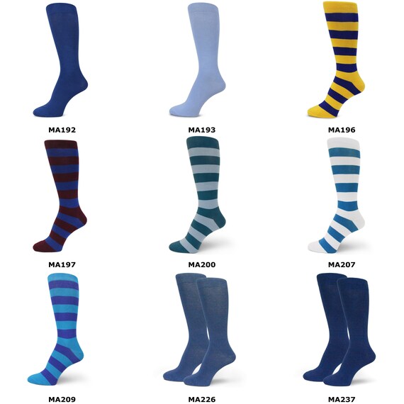 Calze Eleganti Uomo Blu (Royal, Aqua, Turchese), Mid-calf, Taglia 10-13, Confezione Regalo - Foto 3