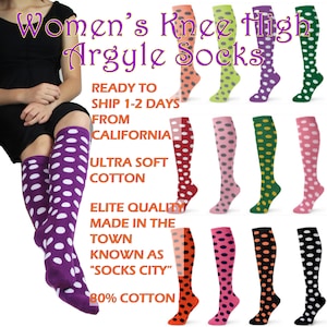 Spotlight Hosiery Elite Quality Women&#39;s Polka Dots Knee Highs Socks Good as Halloween Costume/Cosplay -SHIP from CA