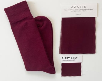 Maroon Socks - Similar to AZAZIE BIRDY GREY Cabernet Color Men's Sock For Groomsmen & Bridesmaid father in a Burgundy/ Dark Red Wedding