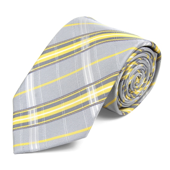 grey and yellow necktie