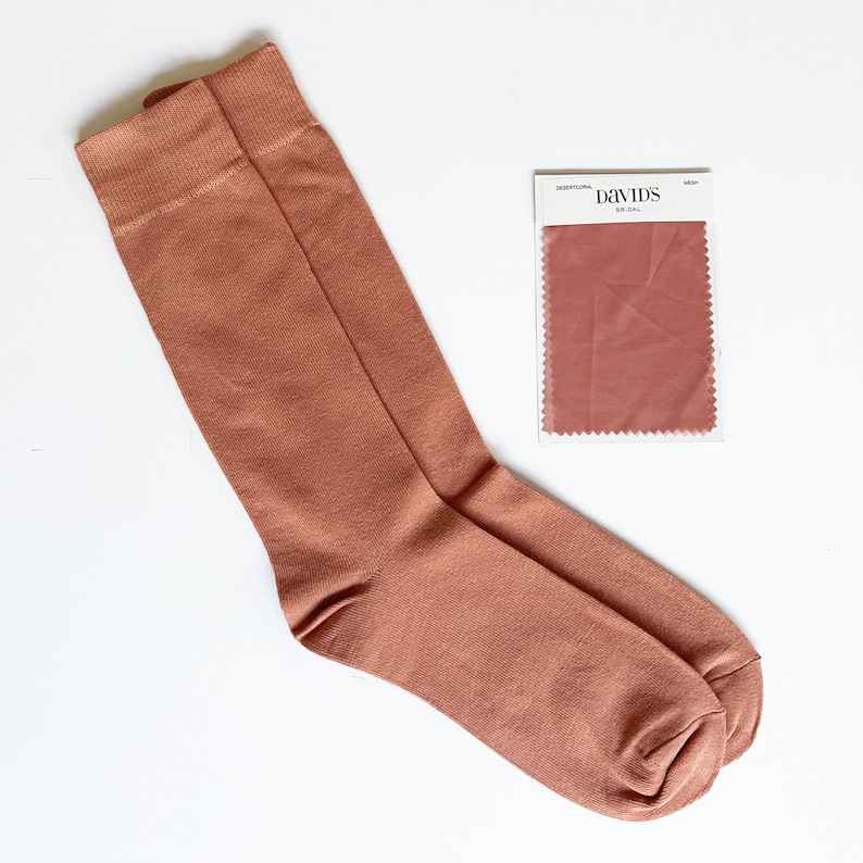 Similar to David's Bridal Desert Coral, BIRDY GREY Dusty Rose Men's Socks / Necktie For Groomsmen & Bridesmaid father in a Coral Wedding image 6