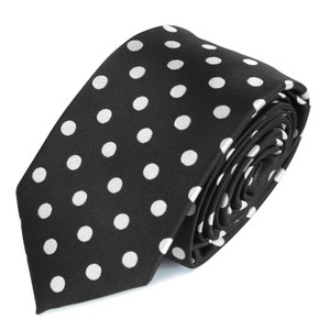 Black White Dots GROOMSMEN MEN&#39;S NECKTIE /Polka Dots Tie/Costume Tie/Wedding Tie/Wedding Idea/Groom/Bestmen