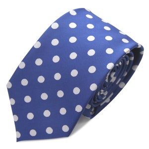 Blue Silver Dots GROOMSMEN MEN&#39;S NECKTIE /Polka Dots Tie/Costume Tie/Wedding Tie/Wedding Idea/Groom/Bestmen