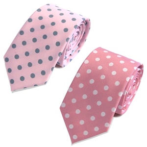 Rosa Krawatte 2er Set (Licht rosa grau/rosa weiße Pünktchen) Trauzeugen/Hochzeit Krawatte/Hochzeit Idee/Bräutigam/beste Männer