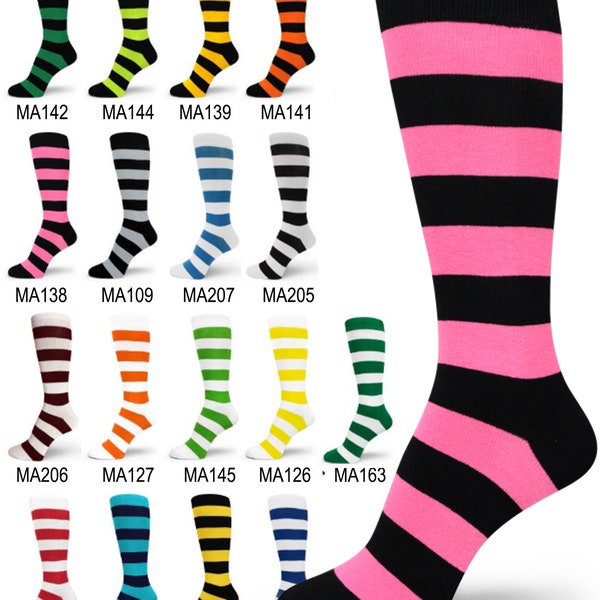 Spotlight Hosiery Elite Quality Waldo/Bee Costume or Groomsmen/Mens/Father's Stripe Socks (XL option) - Ship from CA