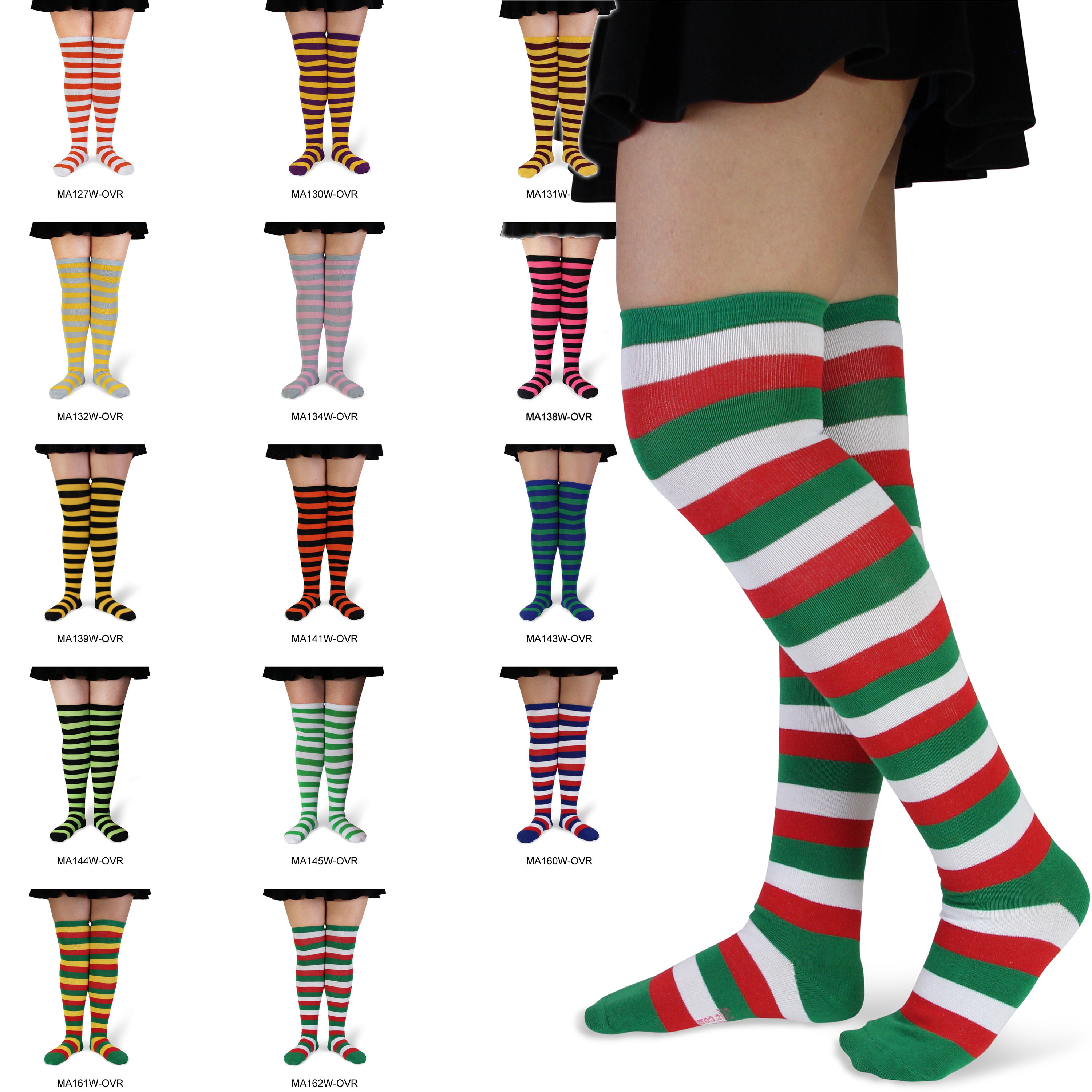 Women s Over Knee thigh High Stripe Socks Stocking for Adult Women Including Plus Thigh Size Spotlight Hosiery Brand Ship From CA Etsy