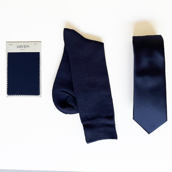 Navy, Similar to David's Bridal MARINE Men's Socks and Neck Tie For Groomsmen for Navy Wedding Color