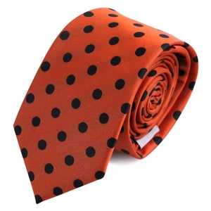 Orange Black Dots GROOMSMEN MEN&#39;S NECKTIE /Polka Dots Tie/Costume Tie/Wedding Tie/Wedding Idea/Groom/Bestmen