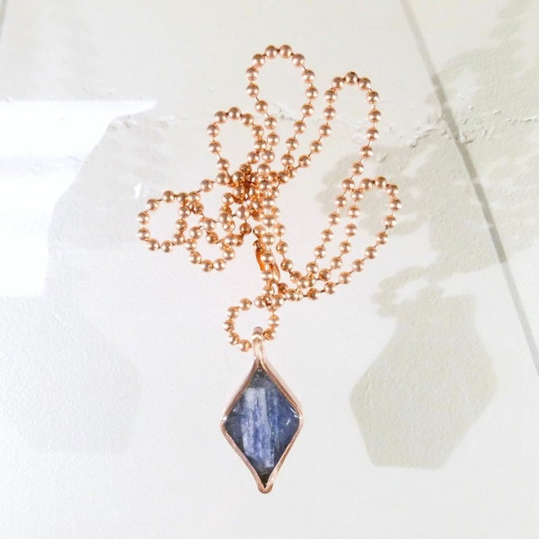 Blue Kyanite Copper Orgone Diamond Pendant - Herkimer Diamond, Elite Shungite, Tourmaline