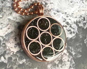MERKABA • African BLOODSTONE Crystal • Copper Crystal Pendant Necklace