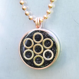 Elite Shungite Electrosmog Protection Pendant - 5G - Wifi - Orgonite Copper Rings Black Tourmaline