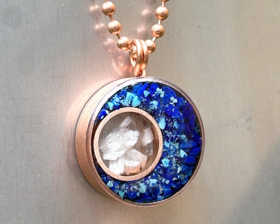 Blue Moon Copper Pendant - Orgonite Necklace - EMF Protector