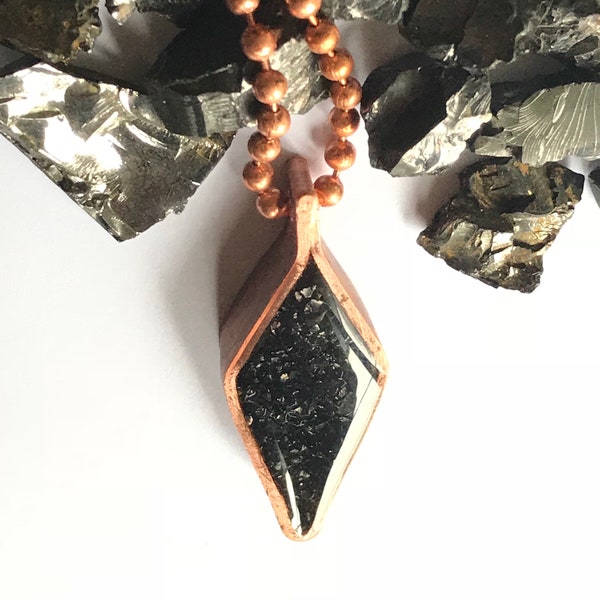 Elite Shungite Copper Diamond Pendant - Double Sided - Orgone EMF Harmonizer