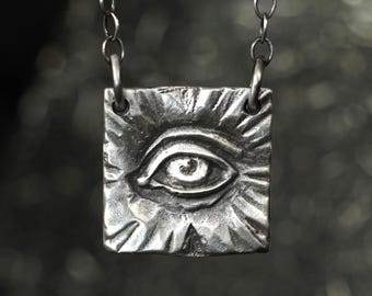 Clear Vision Eye Pendant on Chain with Handmade Clasp - 925 Sterling Silver