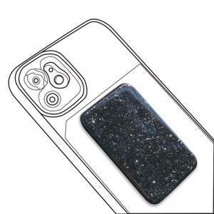 Mobiele telefoonsticker elektrosmog EMF 5G-bescherming - Elite Shungite, Type 1 Shungite, - zwarte toermalijn - 2,75" x 1,75"